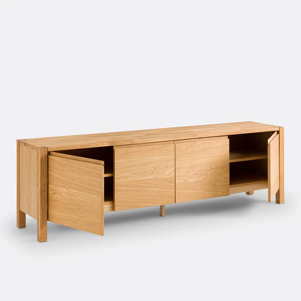 Eiken en gefineerd tv-meubel, Adélita