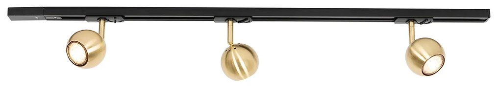 Modern railsysteem met 3 spots goud 1-fase - Iconic Gissi