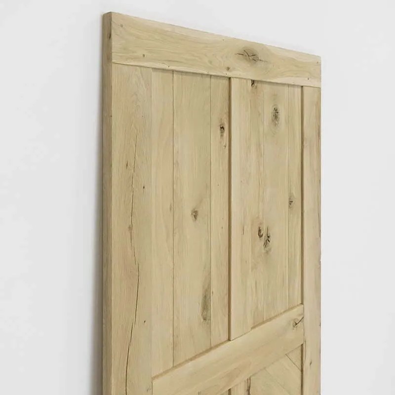 Houten Schuifdeur -  Eiken Chevron Onbehandeld - Zwart - Incl. Rails