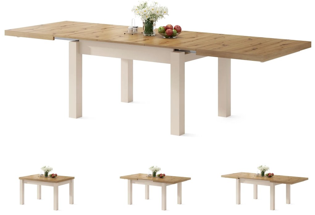 ROYAL GOUDEN eiken artisan / beige, EETTAFEL, UITSCHUIFBAAR
