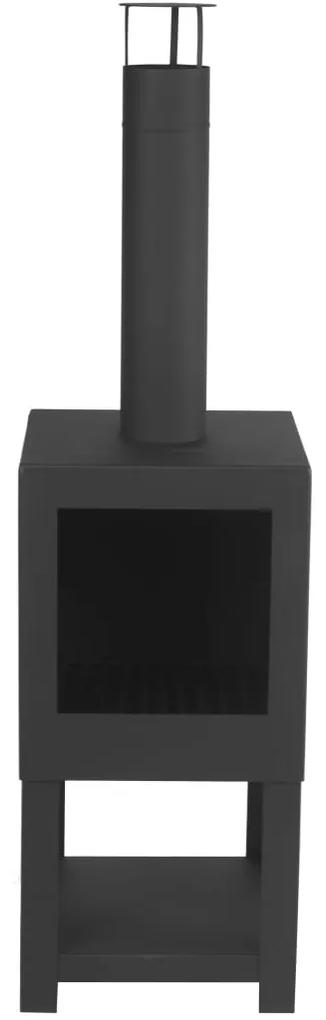 Esschert Design Tuinhaard met houtopslag zwart FF410