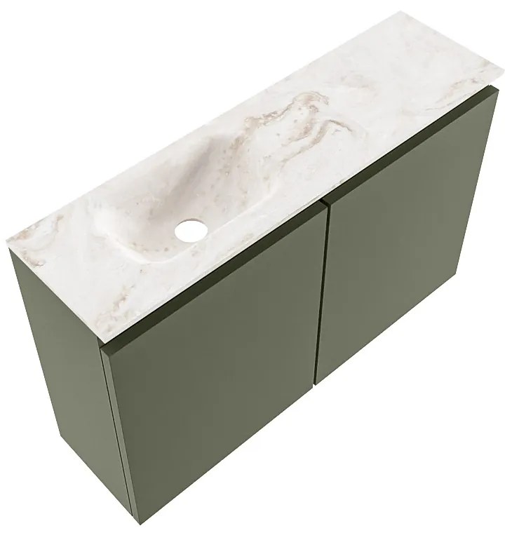 Mondiaz Ture DLux toiletmeubel 80cm army met wastafel frappe links zonder kraangat