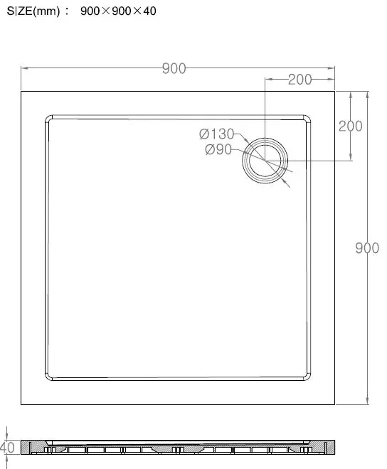 Mueller Splash luxe douchebak 90x90x4cm wit
