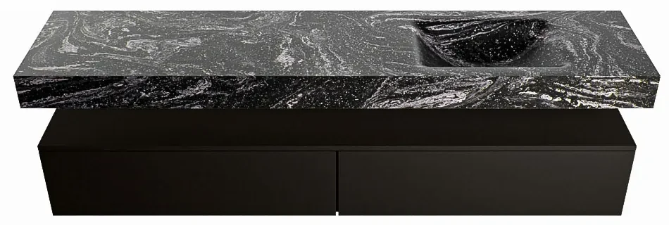 Mondiaz Alan DLux badmeubel 200cm urban 2 lades met wastafel lava rechts 1 kraangat