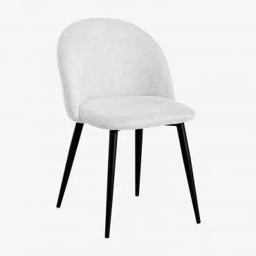 Set Van 2 Eetkamerstoelen Kana Zwart & Stof Gebroken Wit - Sklum