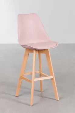 Nordic Hoge Kruk Met Kunstleren Kussen Roze – Hazelnoot & ↑75 Cm - Sklum
