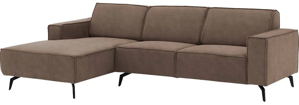 Goossens Hoekbank Hercules bruin, microvezel, 2,5-zits, modern design met chaise longue links