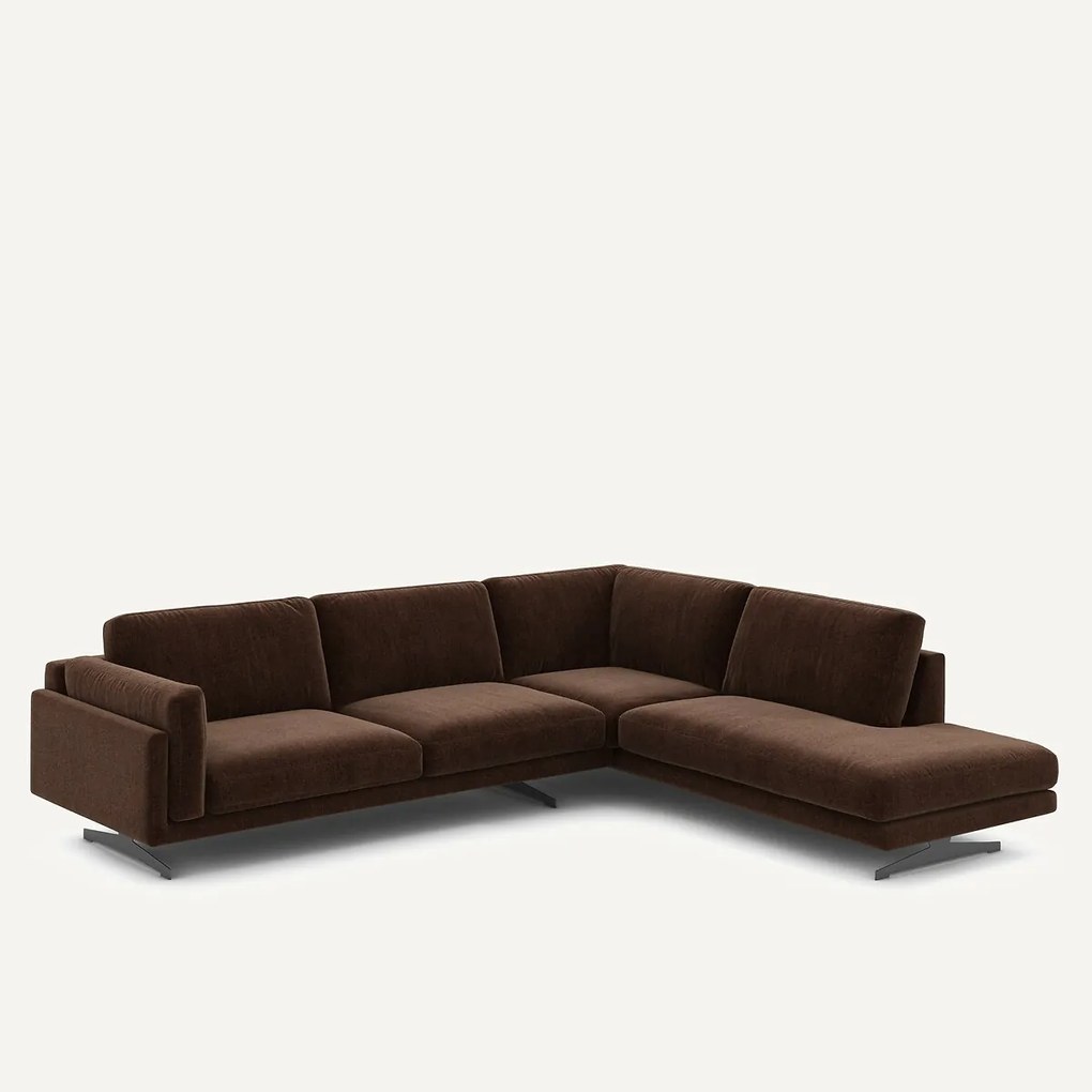 Chenille fluwelen hoekbank met longchair, César