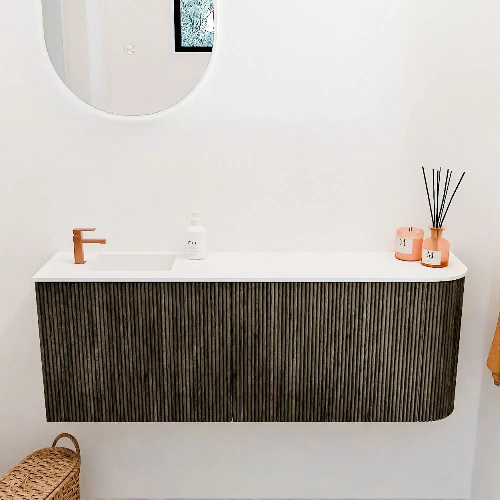Mondiaz Joya 110cm toiletmeubel ronding rechts shadow met wastafel faye links 1 kraangat talc