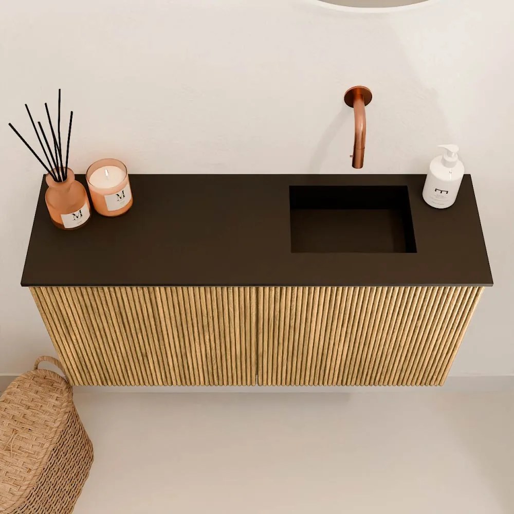 Mondiaz Joya 80cm toiletmeubel oak met wastafel faye rechts zonder kraangat urban