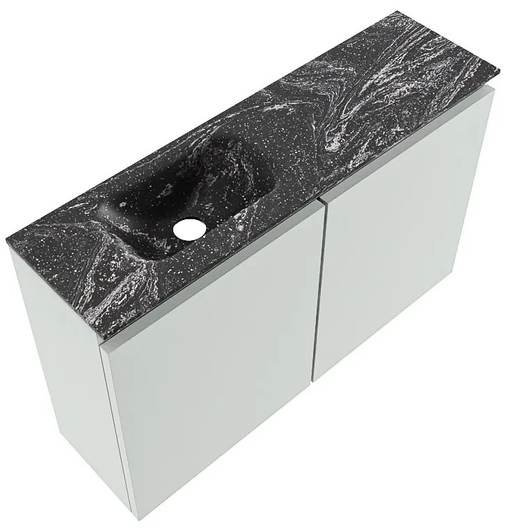 Mondiaz Ture DLux toiletmeubel 80cm greey met wastafel lava links met kraangat