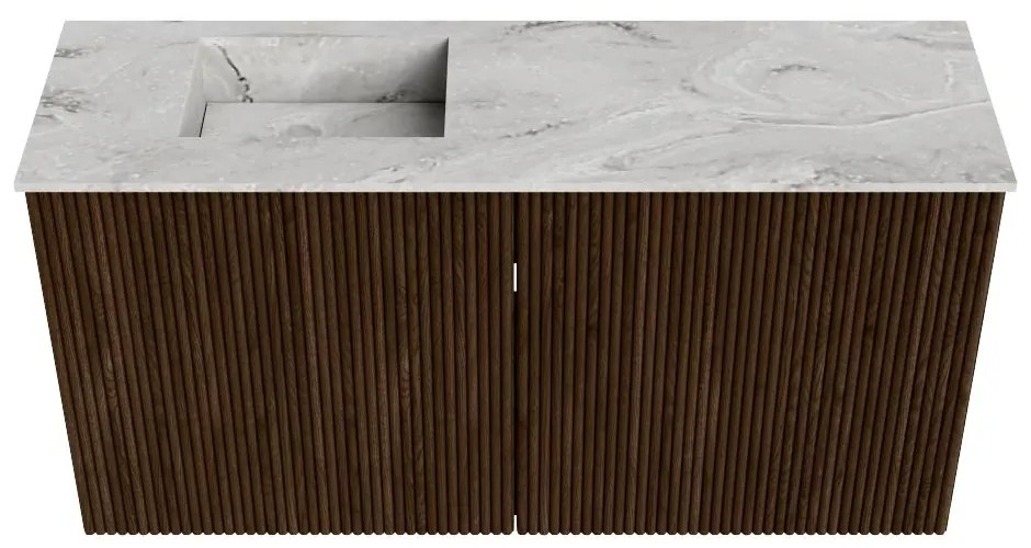 Mondiaz Joya DLux 80cm toiletmeubel walnut met wastafel faye links 1 kraangat glace