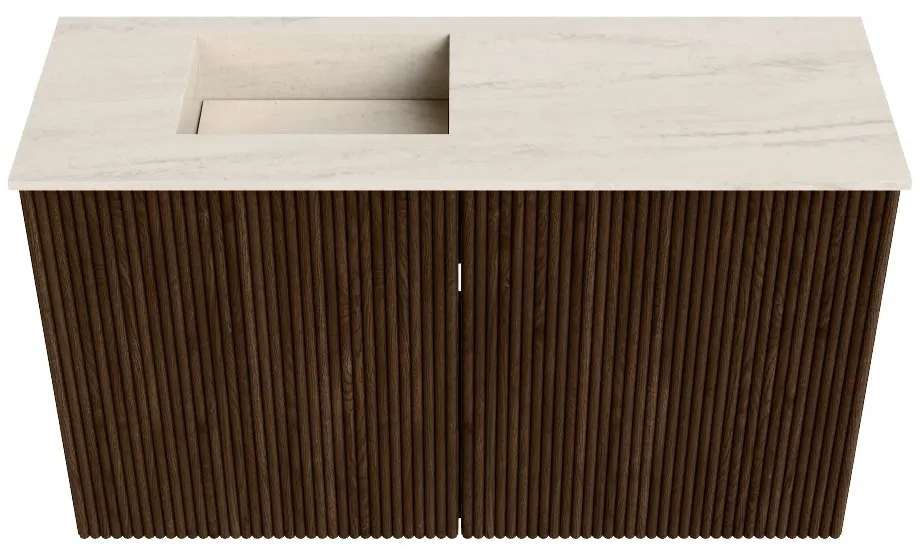 Mondiaz Joya DLux 70cm toiletmeubel walnut met wastafel faye links zonder kraangat meli