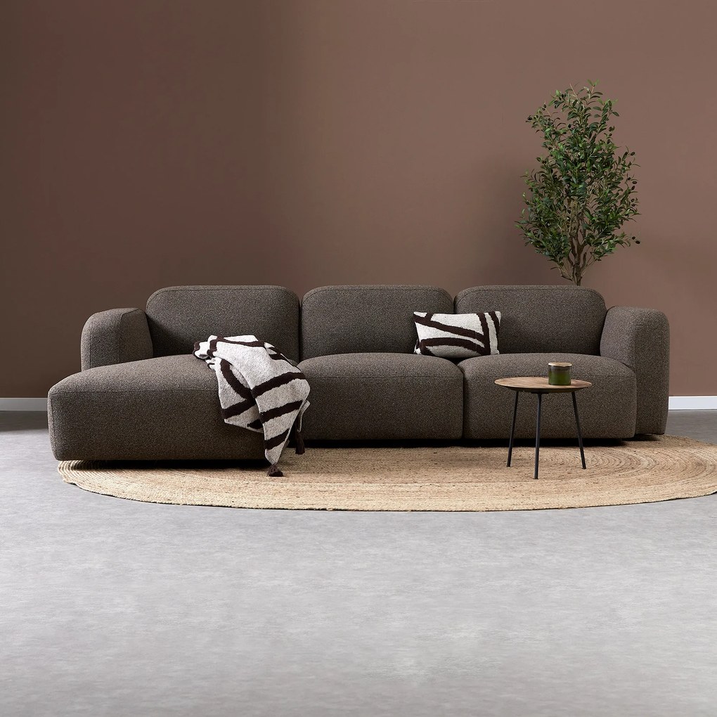 Bruine Hoekbank Chaise Longue Links