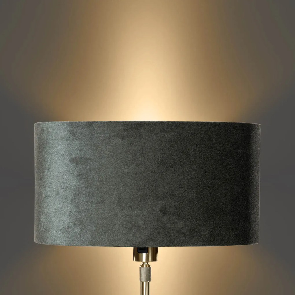 Tafellamp goud met ovale velours kap groen 35cm - Parte Modern, Klassiek / Antiek E27 Binnenverlichting Lamp