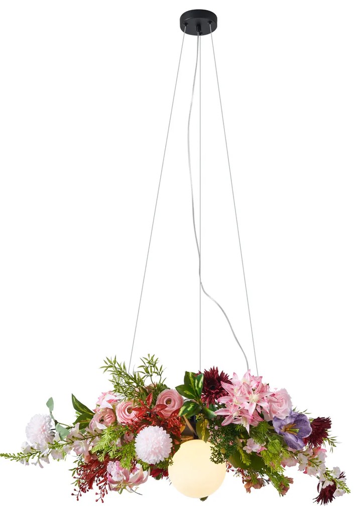 Bohemian hanglamp zwart met gekleurde bloemen rood en roze - Flower PowerBohemian G9 Bohemian rond Binnenverlichting Lamp