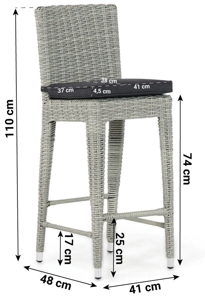 Garden Collections York Barchair New Grey Wicker Grijs