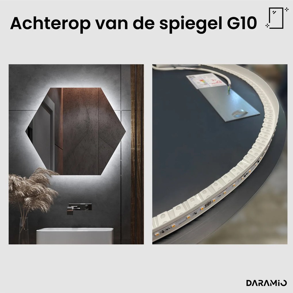 Zeshoekige spiegel met LED-verlichting G10