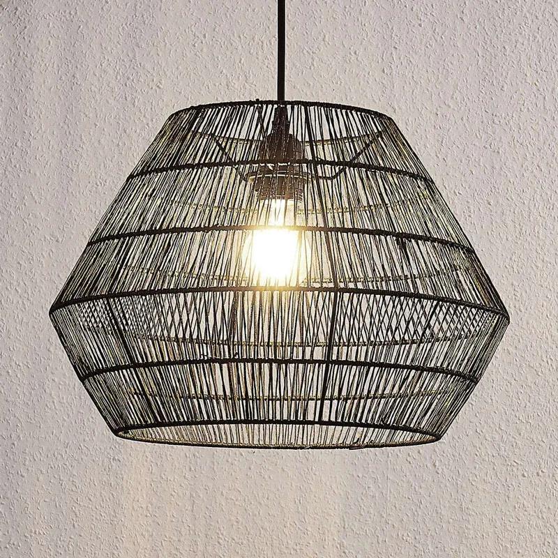 Hanglamp Ottavio van papieren vlechtwerk, zwart