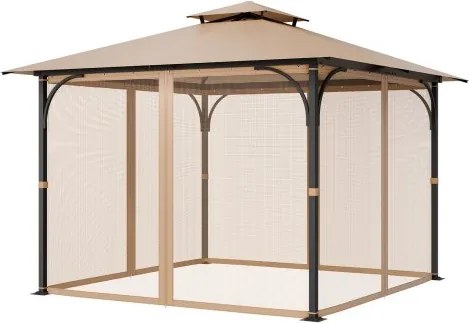 VEVOR muggennet voor tuinpaviljoen, vervanging voor muggennet, geschikt voor tuinpaviljoens van 304,8 x 304,8 x 213,4 cm, insectennet, 4-delig zijpaneel gordijn voor tuinpaviljoen, met dubbele ritssluiting (alleen net)