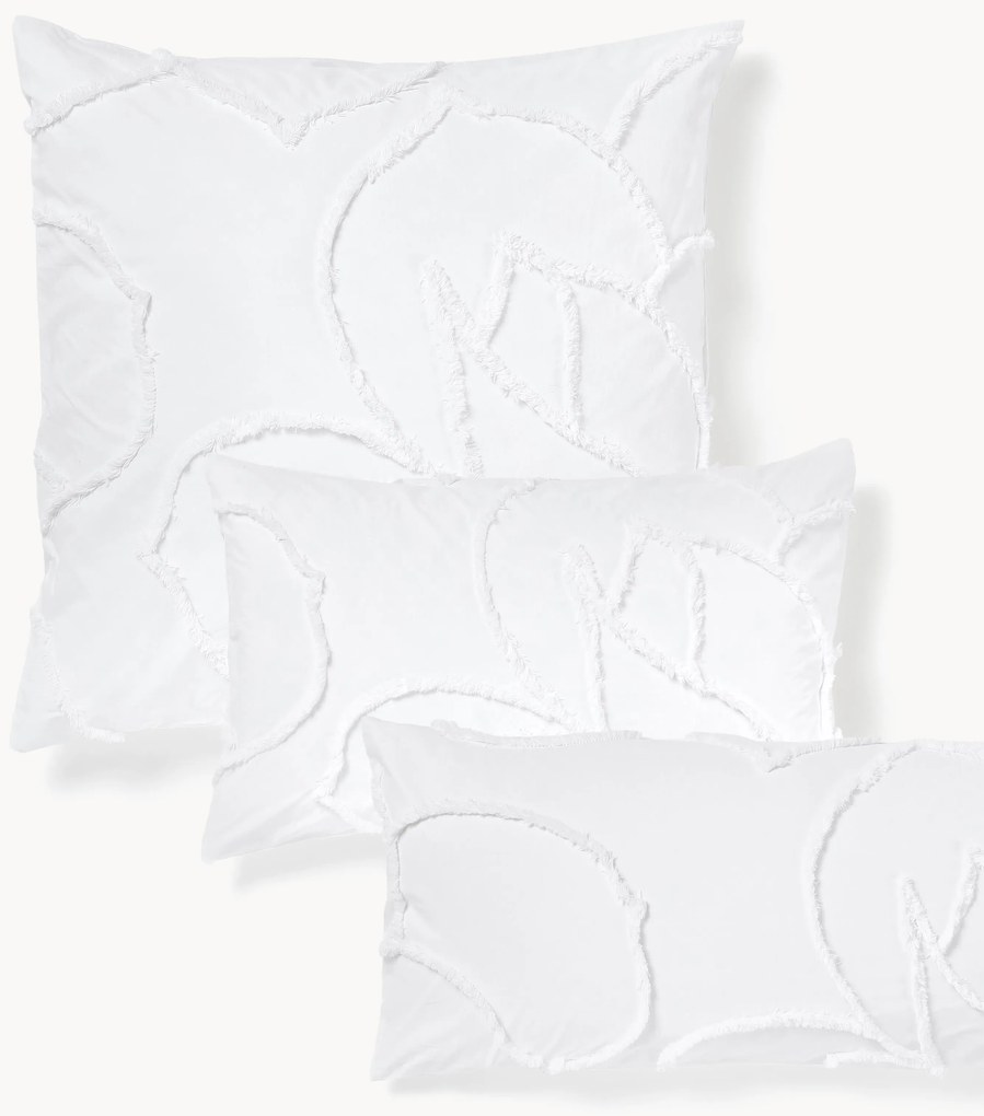 Perkalkatoenen kussenhoes Madeline met getufte design