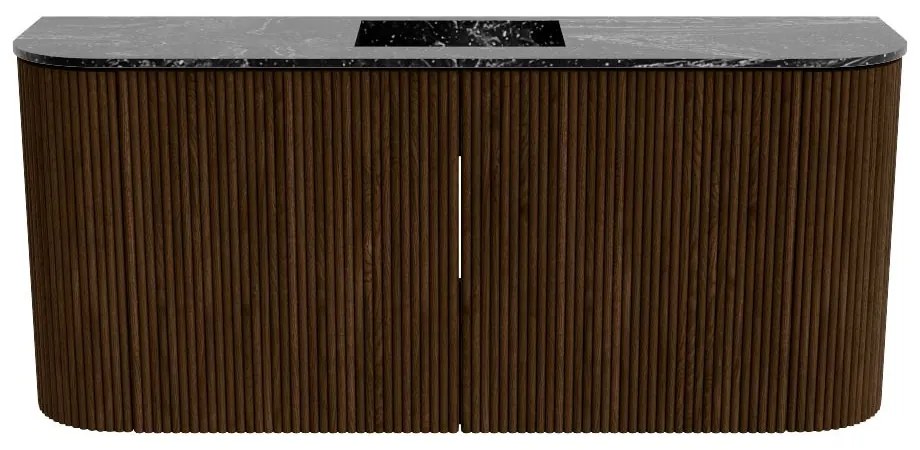 Mondiaz Joya DLux 95cm toiletmeubel ronding links/rechts walnut met wastafel faye midden 1 kraangat lava