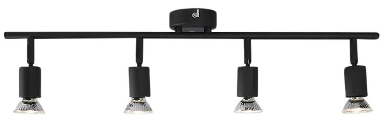 Industriële Spot / Opbouwspot / Plafondspot zwart kantelbaar 4-lichts - Jeany Modern GU10 Binnenverlichting Lamp