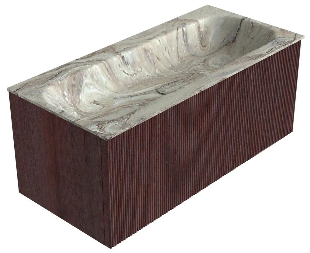 Mondiaz Kurve-dlux 100cm badmeubel ruby met 1 lade en wastafel big medium midden zonder kraangat glace