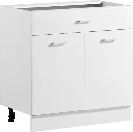 VEVOR Onderkast 800x475x815 mm (bxdxh) spaanplaat, wit, voor wasruimte en badkamer, zonder werkblad, in Shaker-stijl, met verstelbare plank, 1 lade, 2 deuren en scharnieren.