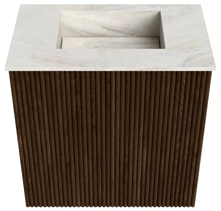 Mondiaz Joya DLux 40cm toiletmeubel walnut met wastafel faye midden zonder kraangat ostra