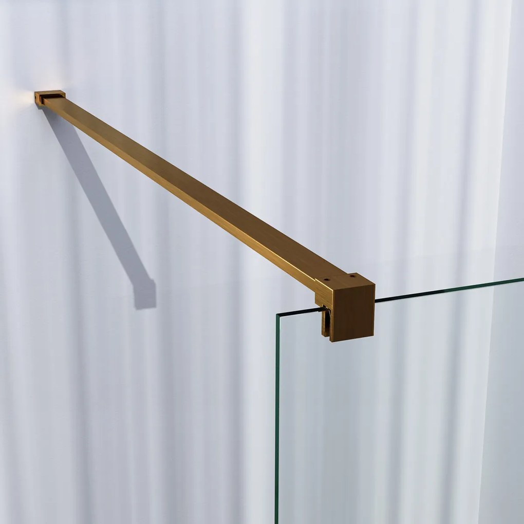 Brauer Gold Season inloopdouche helder glas 100x200 met muurprofiel goud geborsteld