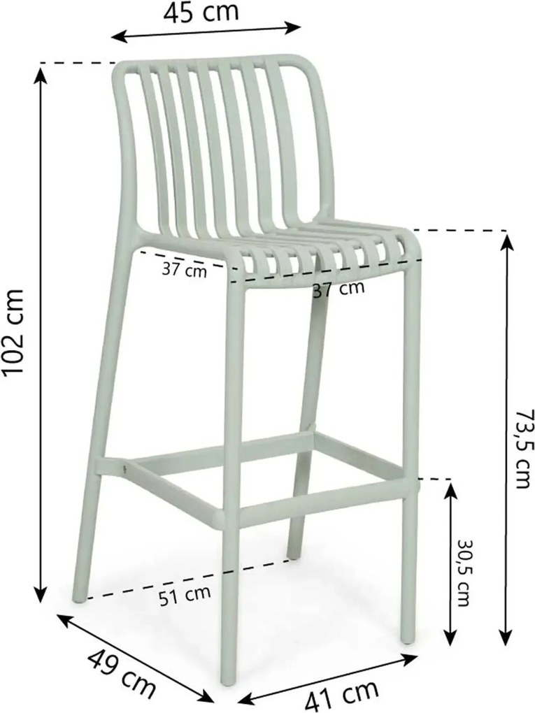 Barstoel Kunststof Groen Domani Furniture Alba  mint