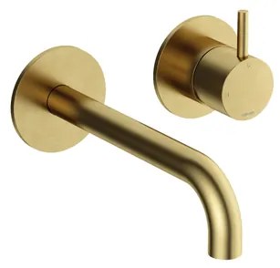 Hotbath Cobber Afbouwdeel - voor wastafelkraan - 18cm uitloop - Living colours - Geborsteld Messing CB105EXT18BB