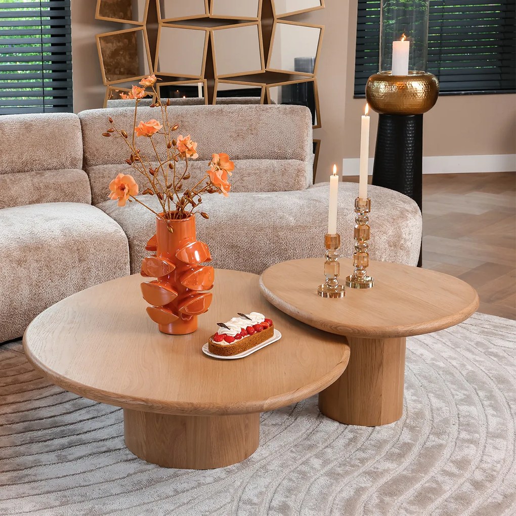 Richmond Interiors Oakley Salontafel Set Eiken Organische Vorm - 114 X 90cm.