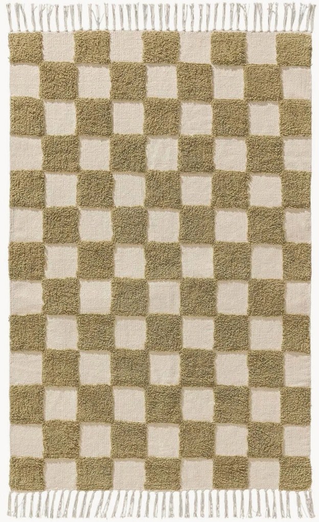 Handgeweven hoog-laag katoenen vloerkleed Caro