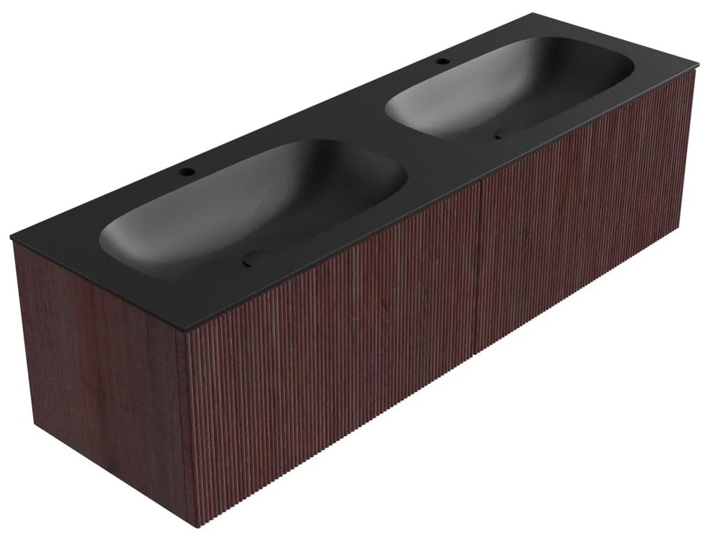 Mondiaz Kurve 150cm badmeubel ruby met 2 lades en wastafel big small dubbel 2 kraangaten urban
