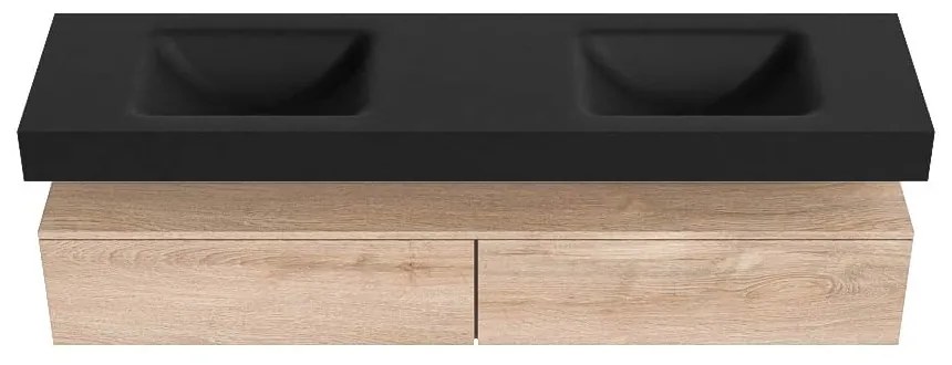 Zaro Alan badmeubel 180cm washed oak 2 lades met vrijhangende wastafel cloud dubbel zonder kraangat urban