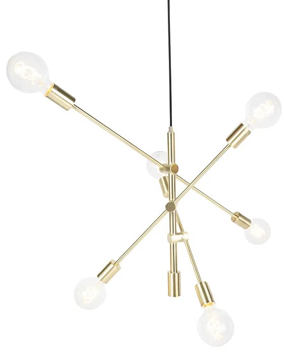 Art Deco hanglamp messing 6-lichts - Sydney