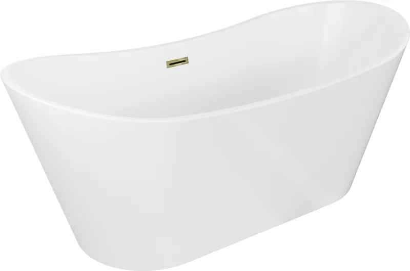 Mexen Montana vrijstaande badkuip 170 x 80 cm, wit, overloop goud - 52011708000-50