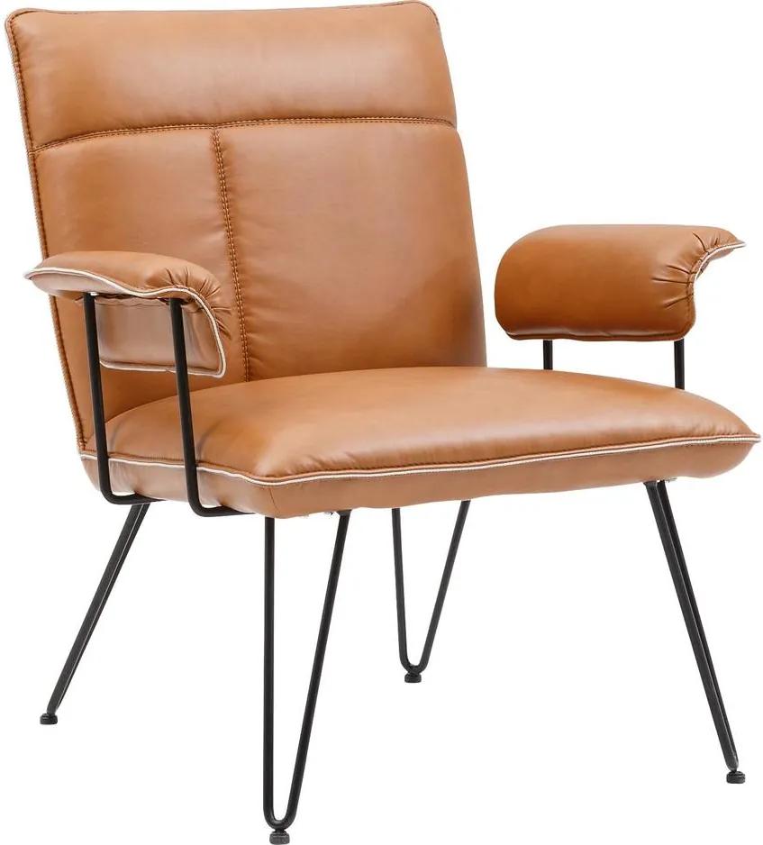 Goossens | Fauteuil Citta cognac lengte 74 cm x breedte 80 cm x hoogte 70 cm cognac fauteuils kunstleer stoelen & fauteuils | NADUVI outlet