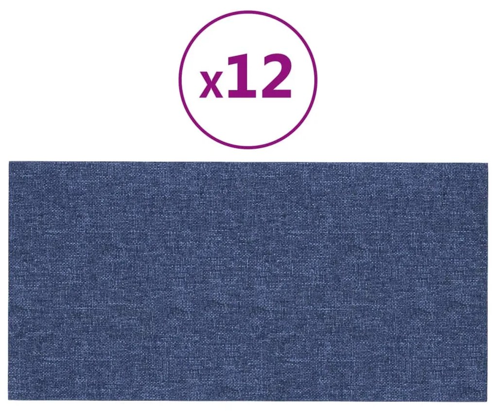 vidaXL Wandpanelen 12 st 2,16 m² 60x30 cm stof blauw