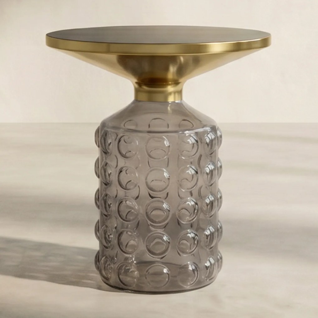 Kare Design Lola Glazen Bijzettafel Met Relief - 50 X 50cm.