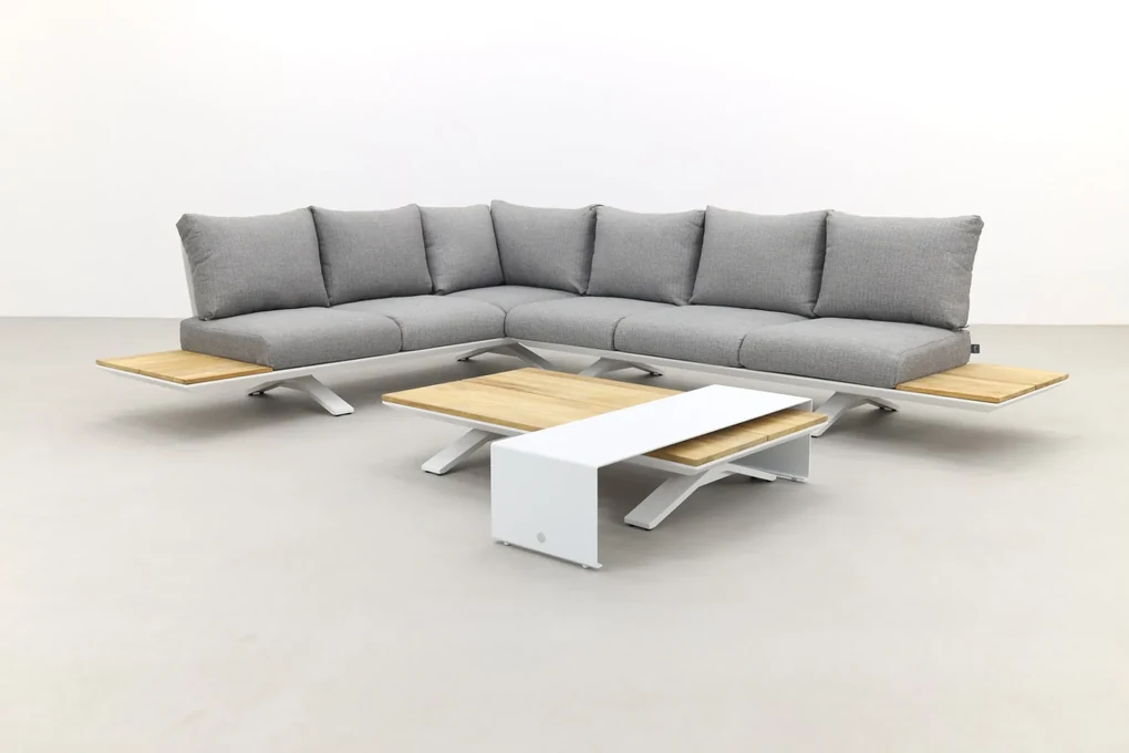 Suns Stockholm loungeset - White/teak - light antraciet