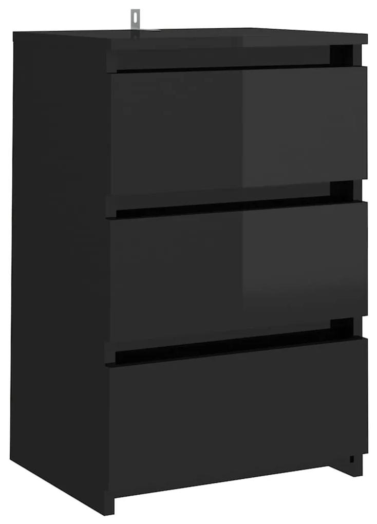 vidaXL Nachtkastje 40x35x62,5 cm spaanplaat hoogglans zwart