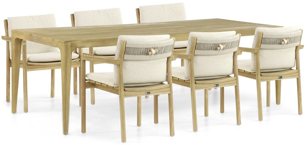 Tuinset 6 personen 240 cm Teak Old teak greywash Santika Furniture Santika