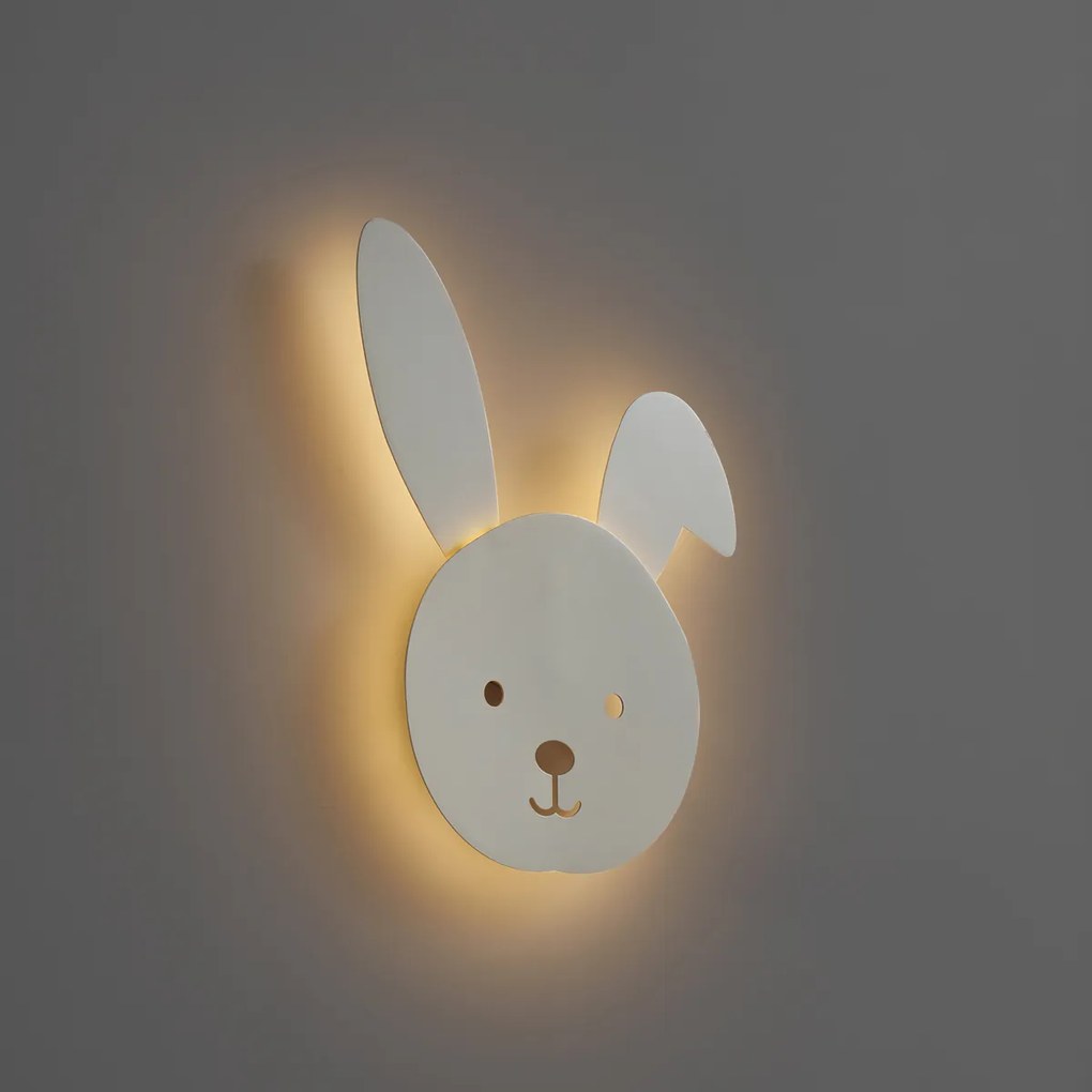 Kinder wandlamp beige incl. LED 3-staps dimbaar - Benny the Bunny