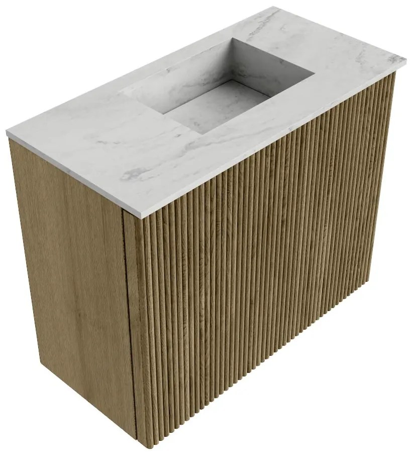 Mondiaz Joya DLux 50cm toiletmeubel dusk met wastafel faye rechts zonder kraangat opalo