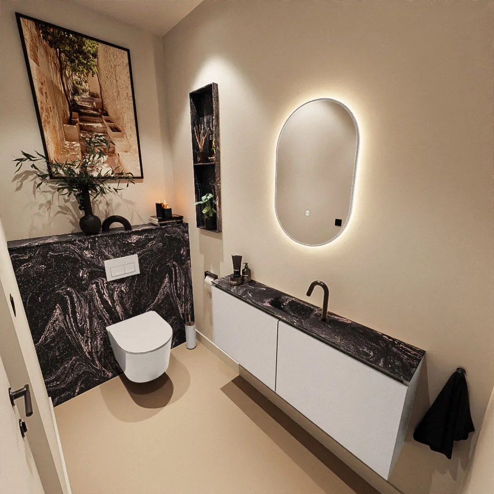 Mondiaz Ture DLux toiletmeubel 120cm linen met wastafel lava midden met kraangat