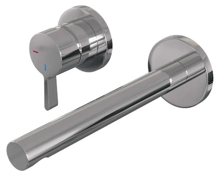 Brauer Chrome Edition ColdStart wastafelkraan inbouw rechte uitloop en rozetten model E2 chroom