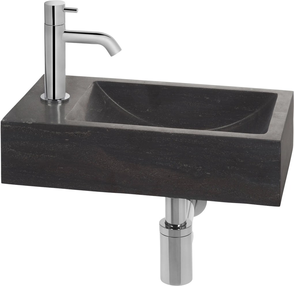 Saqu Nature Collection fonteinset met chromen kraan links natuursteen